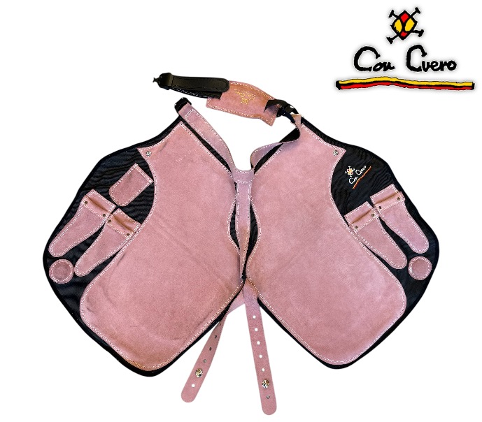 Con Cuero Grembiule Fibra Pelle Elite  Fibra-Serraje Rosa Corto 13272