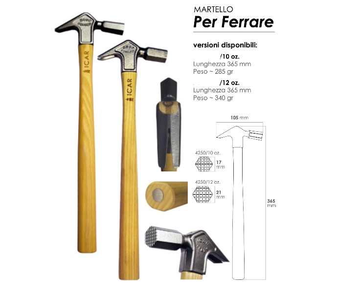 Icar Martello Forgiato da Chiodi Manico in Legno Hickory_1