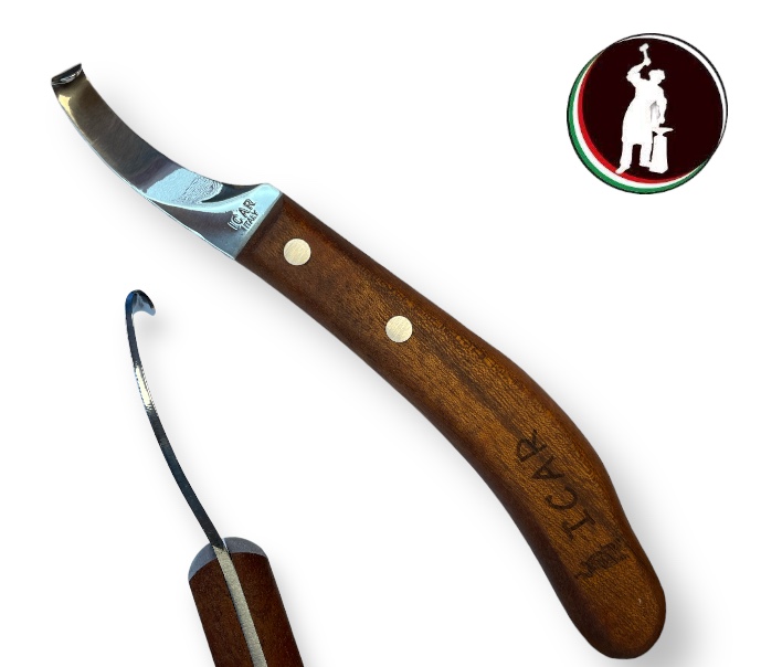 Icar COLTELLO Inglese lama fissa Sinistra Dritta manico Mogano