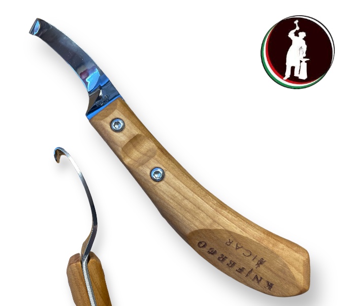 Icar COLTELLO- KNIFERGO Lama Destra Drop INTERCAMBIABILE manico in Ciliegio