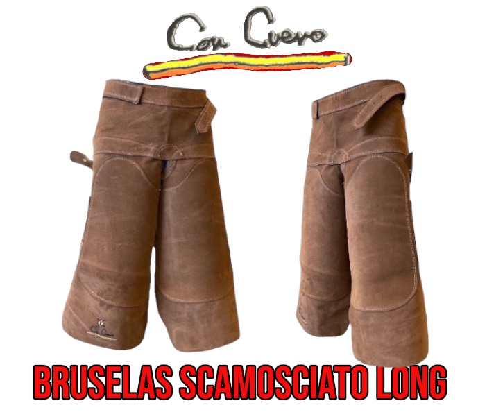 Con Cuero Grembiule Scamosciato Marrone Madrid Long