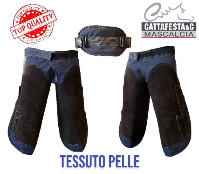 SCONTO 10% Cattafesta Grembiule Mark NavyTessuto Pelle con supporto schiena