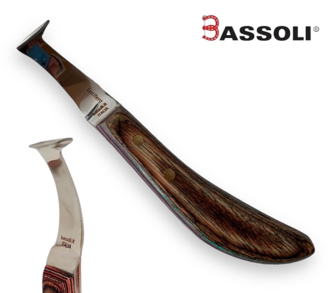 Bassoli Coltello Inglese Destro lama Drop LUCIFERO con Nettapiede